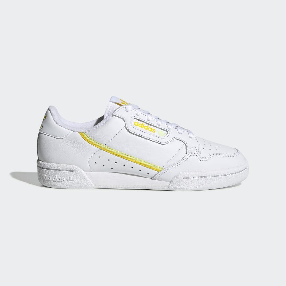 Adidas Women's Continental 80 Originals Shoes White/Yellow Ireland EE5561